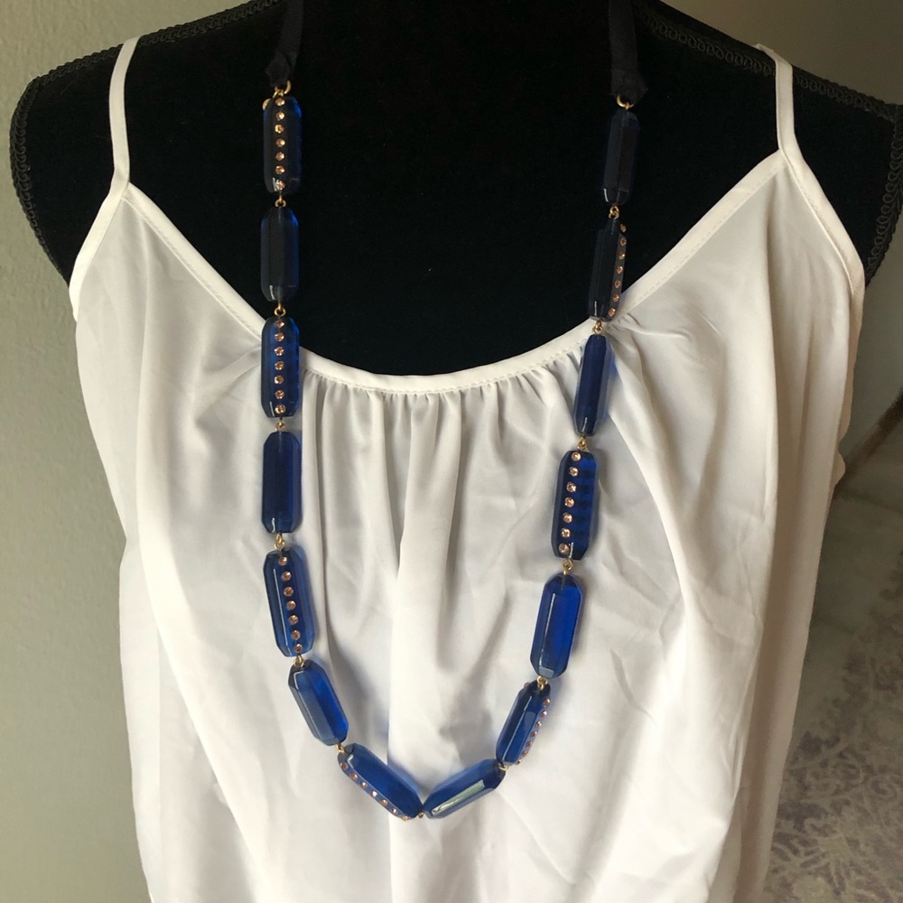 J. Crew Blue Ribbon Necklace - Picture 2 of 6